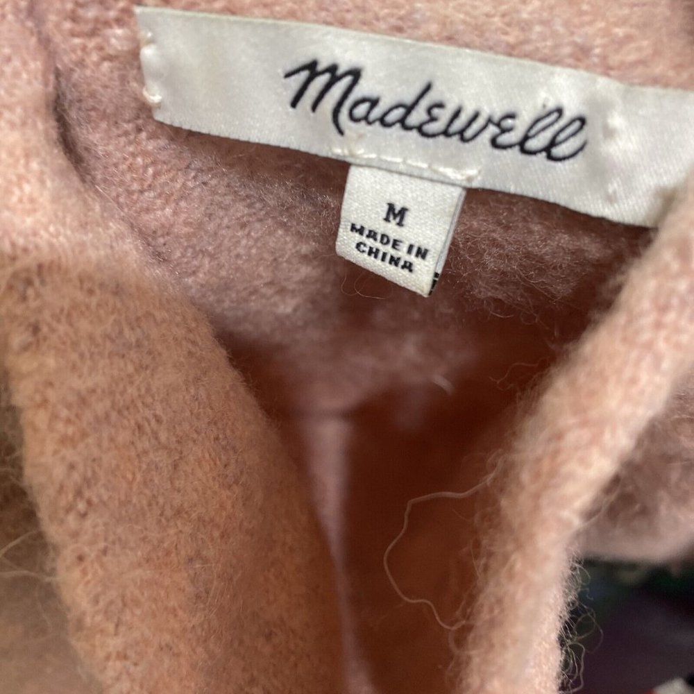 Madewell Womens Turtle Neck Sweater Sz M Pink Tunic Side Slits Wool Alpaca - Picture 7 of 8